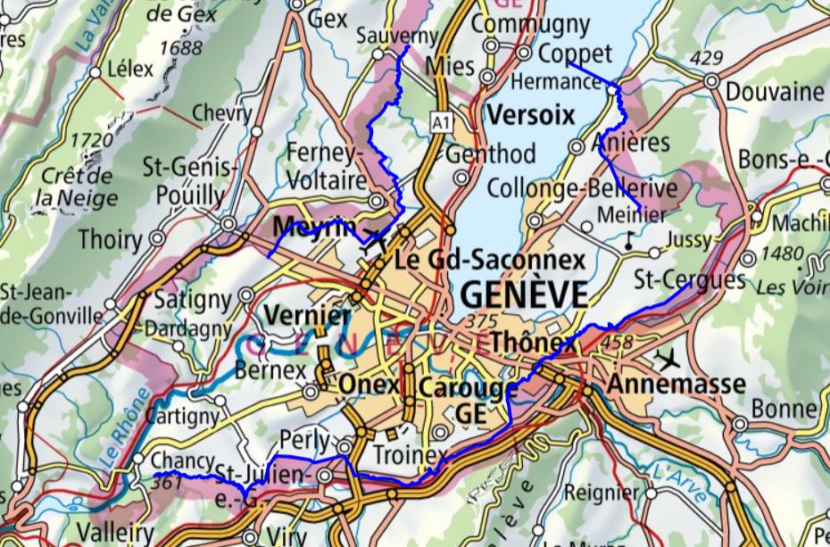 Tracé des frontières ajoutées en 1815 et 1816